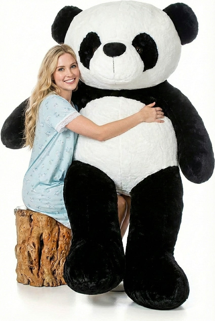 5-FT White& Black Panda Giant Teddy Bear Soft, Plush, Cuddly Stuffed Animal For Kids, Birthdays, Anniversaries, Valentine'S Day,Special Occasions Large Huggable